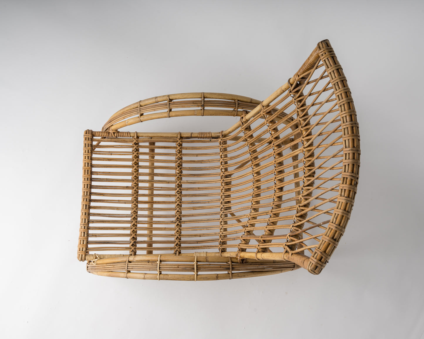 Midcentury Rattan Lounge Chair in the Style of Audoux Minet, France, 1960s