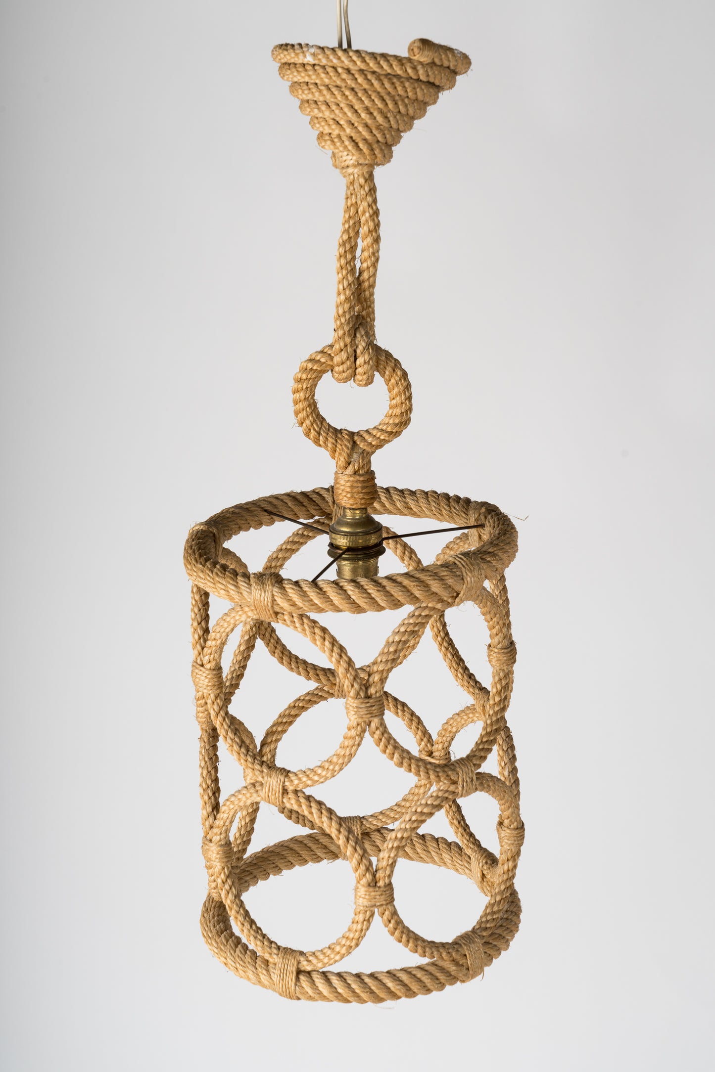 Lantern Shaped Rope Pendant by Audoux Minnet, France, 1960's