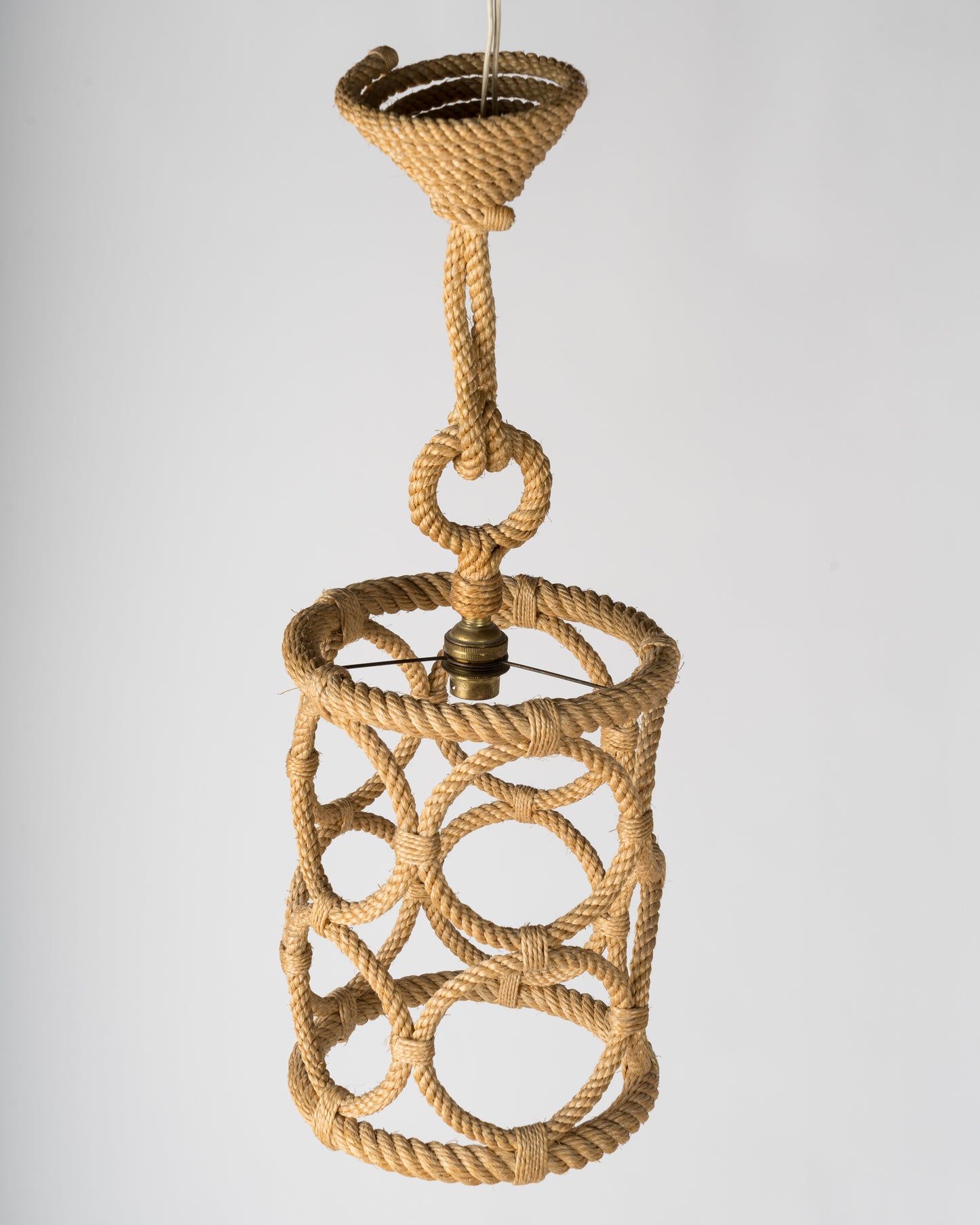 Lantern Shaped Rope Pendant by Audoux Minnet, France, 1960's