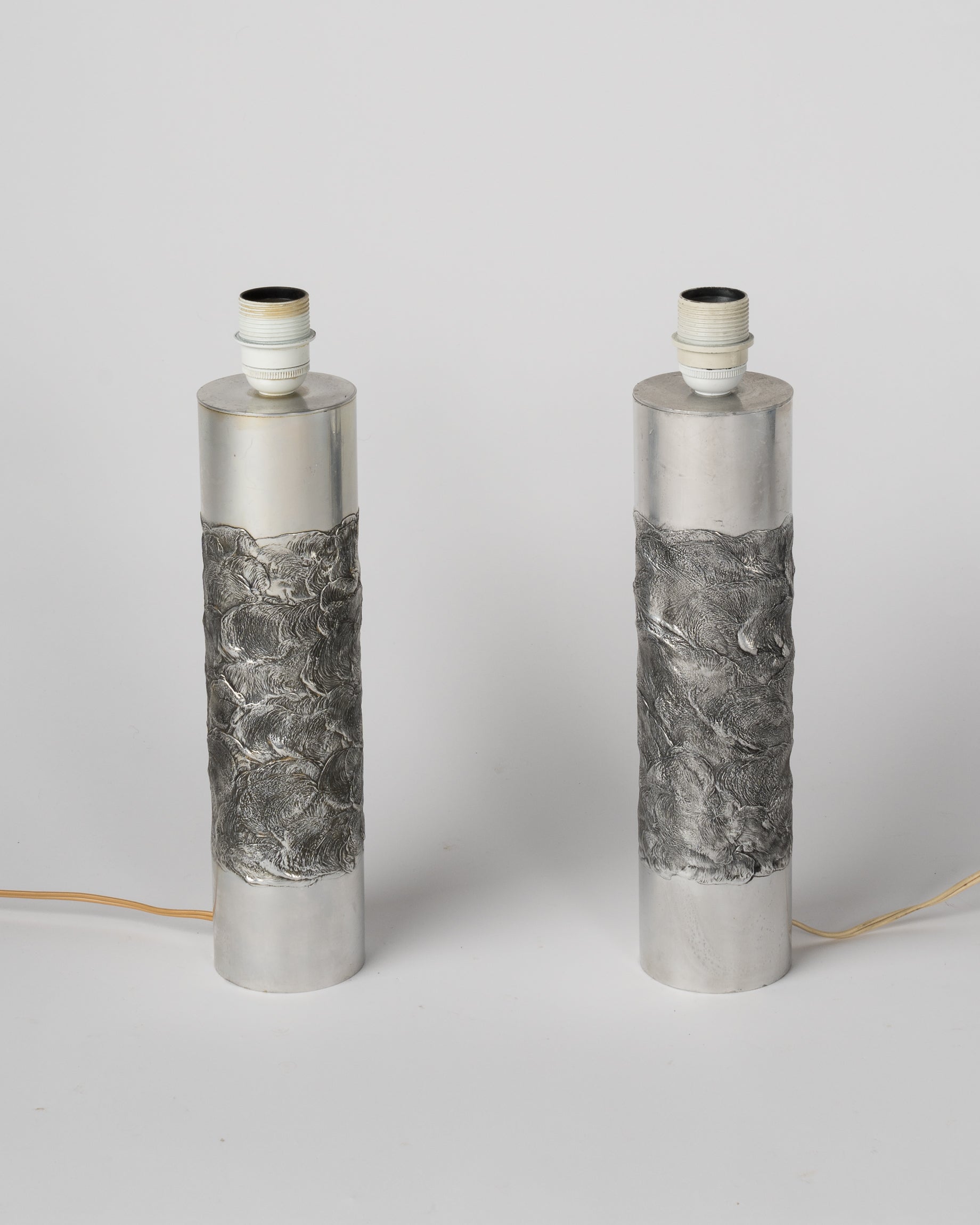 Pair of Brutalist Stainless Steel Table Lamps by Willy Luyckx, Belgium, 1970s