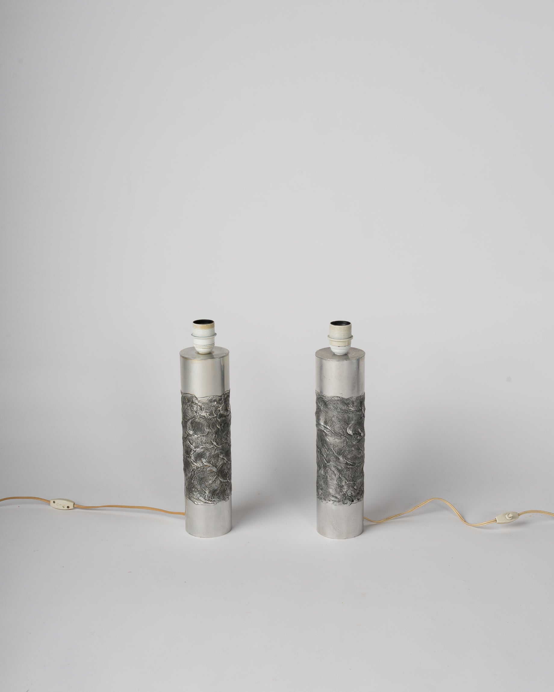 Pair of Brutalist Stainless Steel Table Lamps by Willy Luyckx, Belgium, 1970s