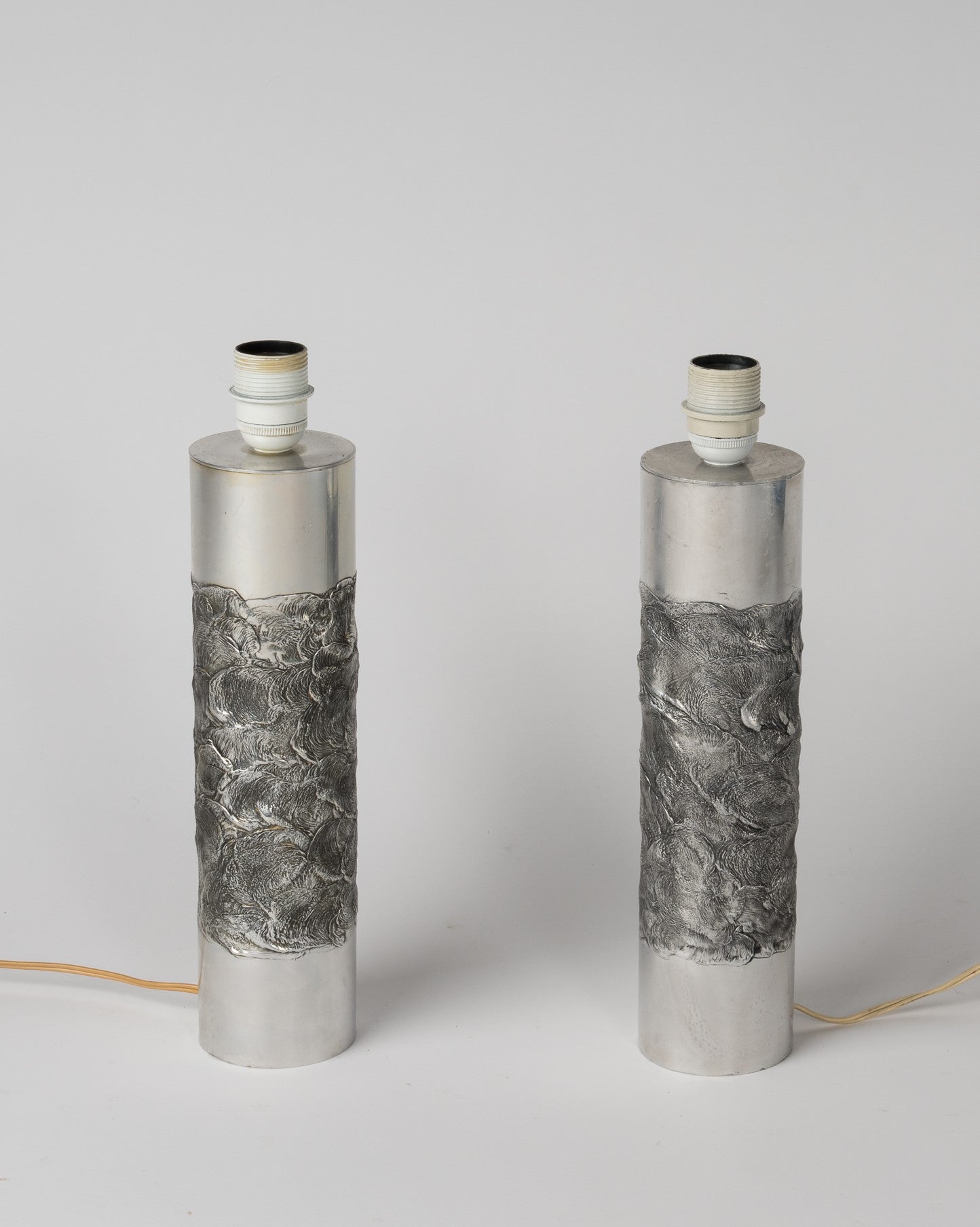 Pair of Brutalist Stainless Steel Table Lamps by Willy Luyckx, Belgium, 1970s