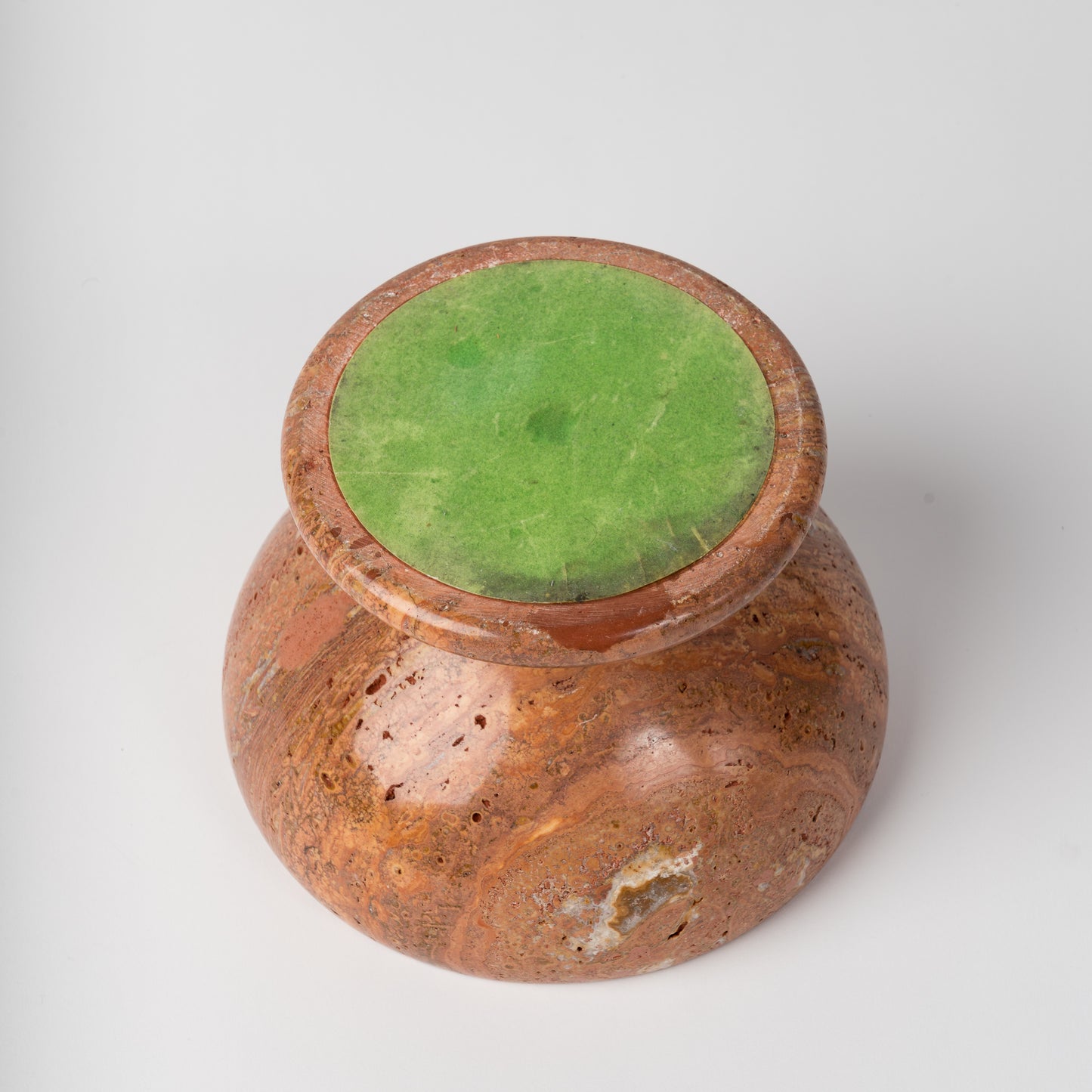 Red Travertine "Piedouche" Vide Poche - France 1970's