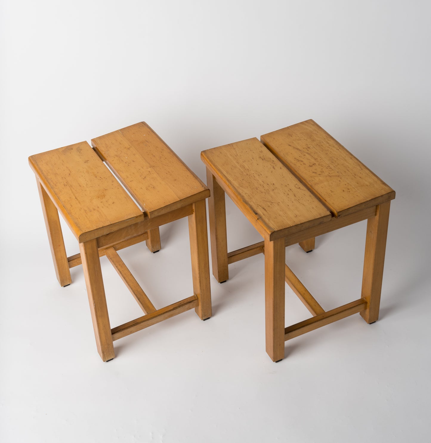 Pair of Modernist Stools for the "Tetras" Residence in Savoie, France, 1960s