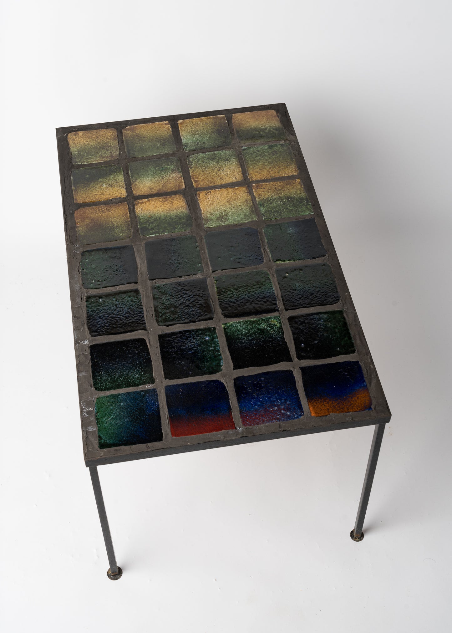 Polychromy Ceramic Tiles Coffee Table in the Style of Cloutier, France, 1960's