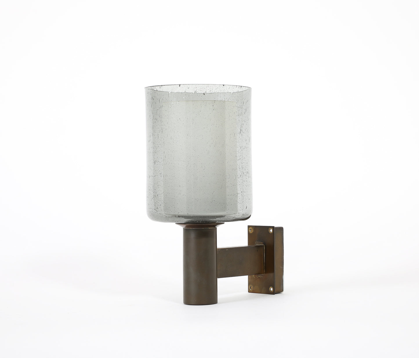 Falkenbergs Belysning Patinated Bronze & Glass Minimalist Sconce - Sweden 1960s