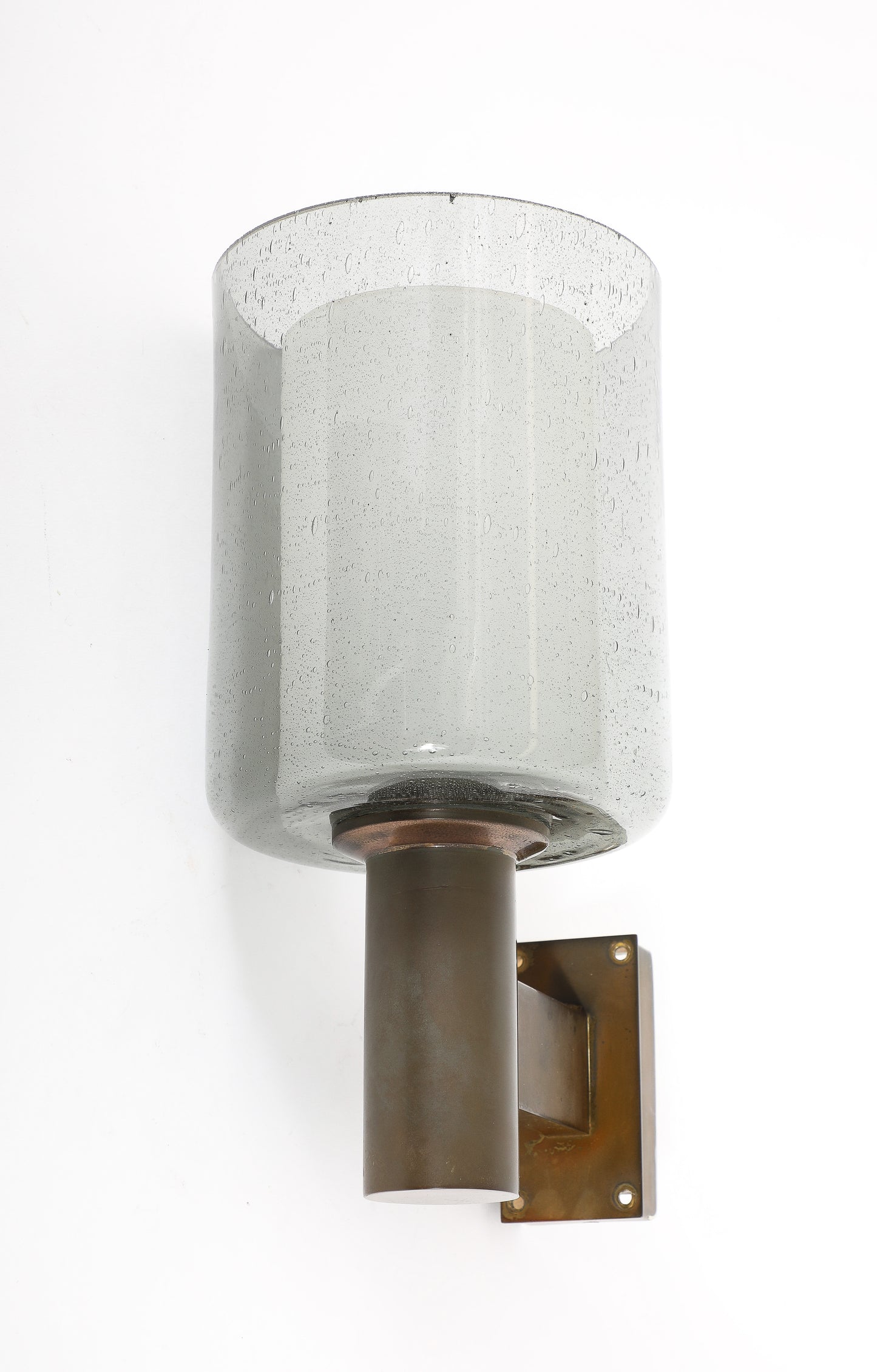 Falkenbergs Belysning Patinated Bronze & Glass Minimalist Sconce - Sweden 1960s