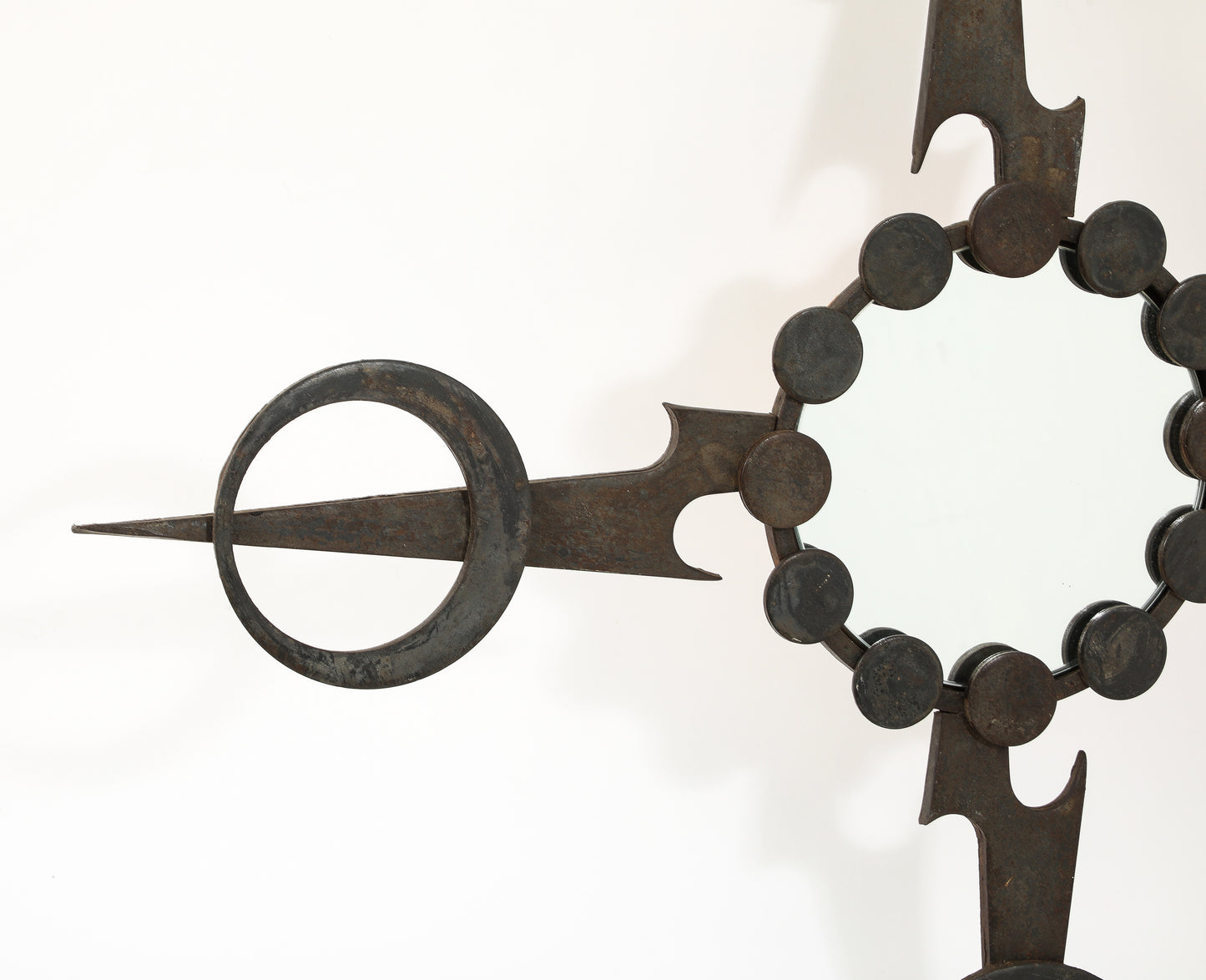 Sculptural Brutalist Wrought Iron Mirror - France 1970's