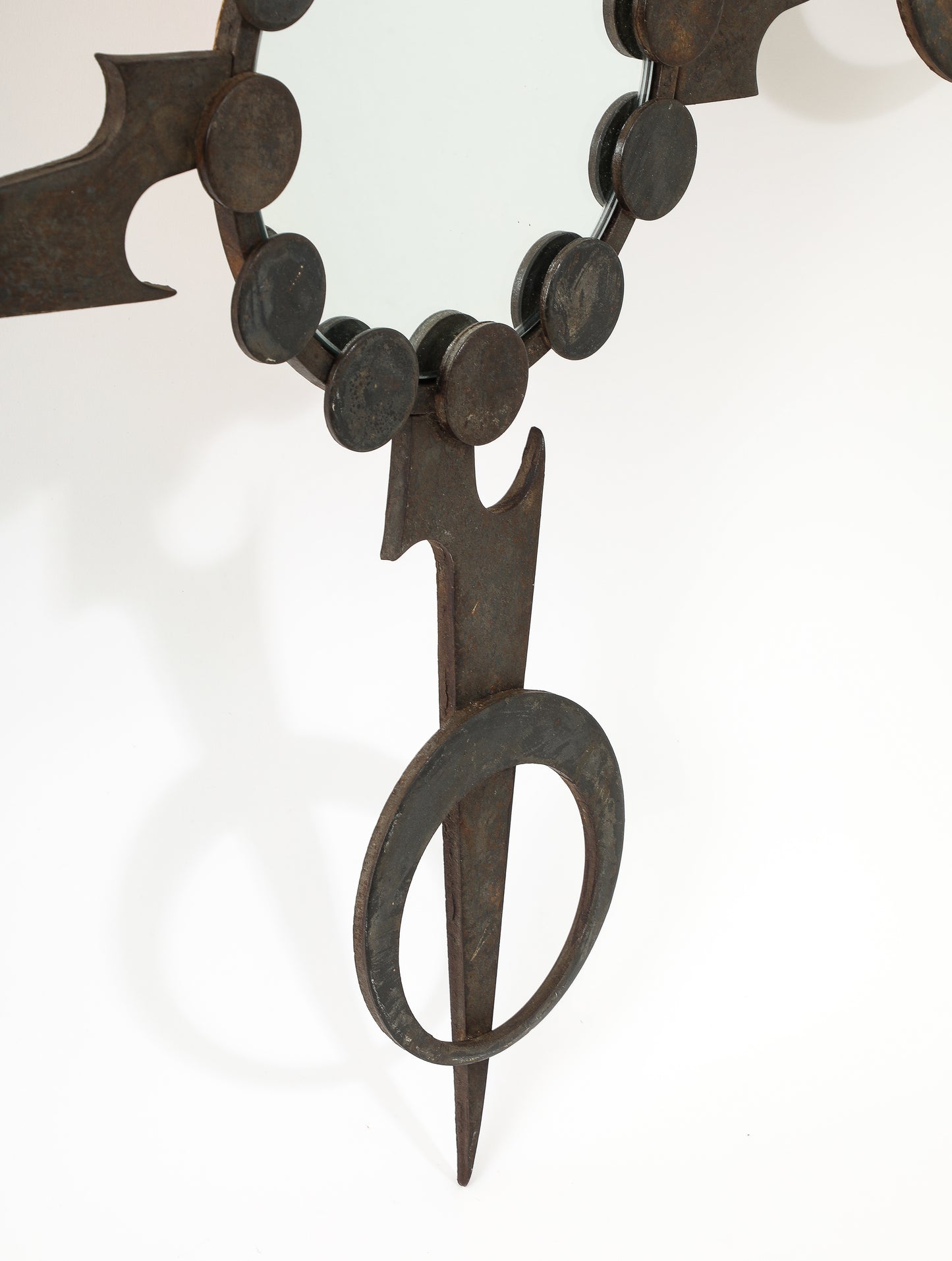 Sculptural Brutalist Wrought Iron Mirror - France 1970's