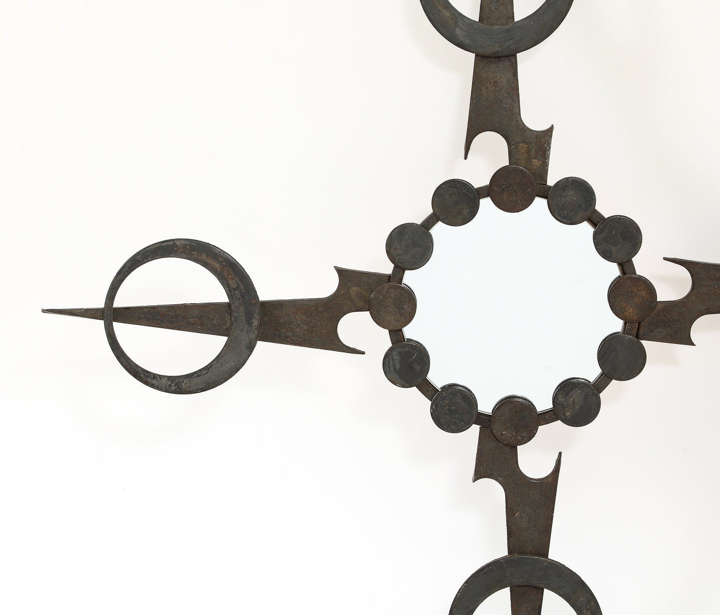 Sculptural Brutalist Wrought Iron Mirror - France 1970's