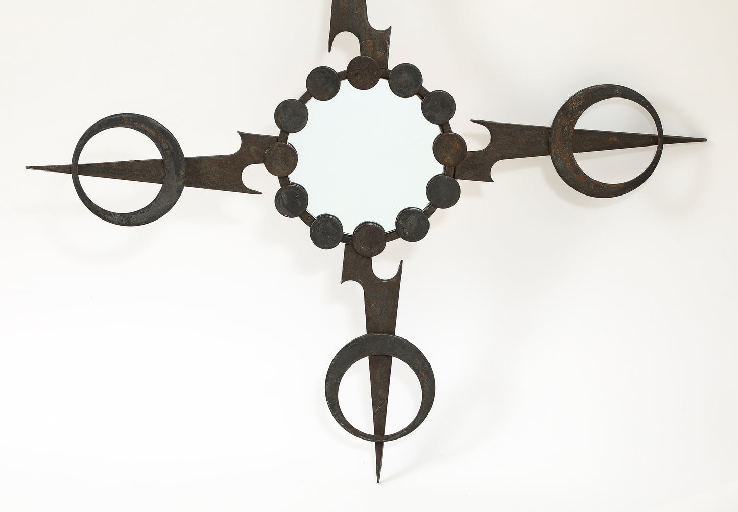 Sculptural Brutalist Wrought Iron Mirror - France 1970's