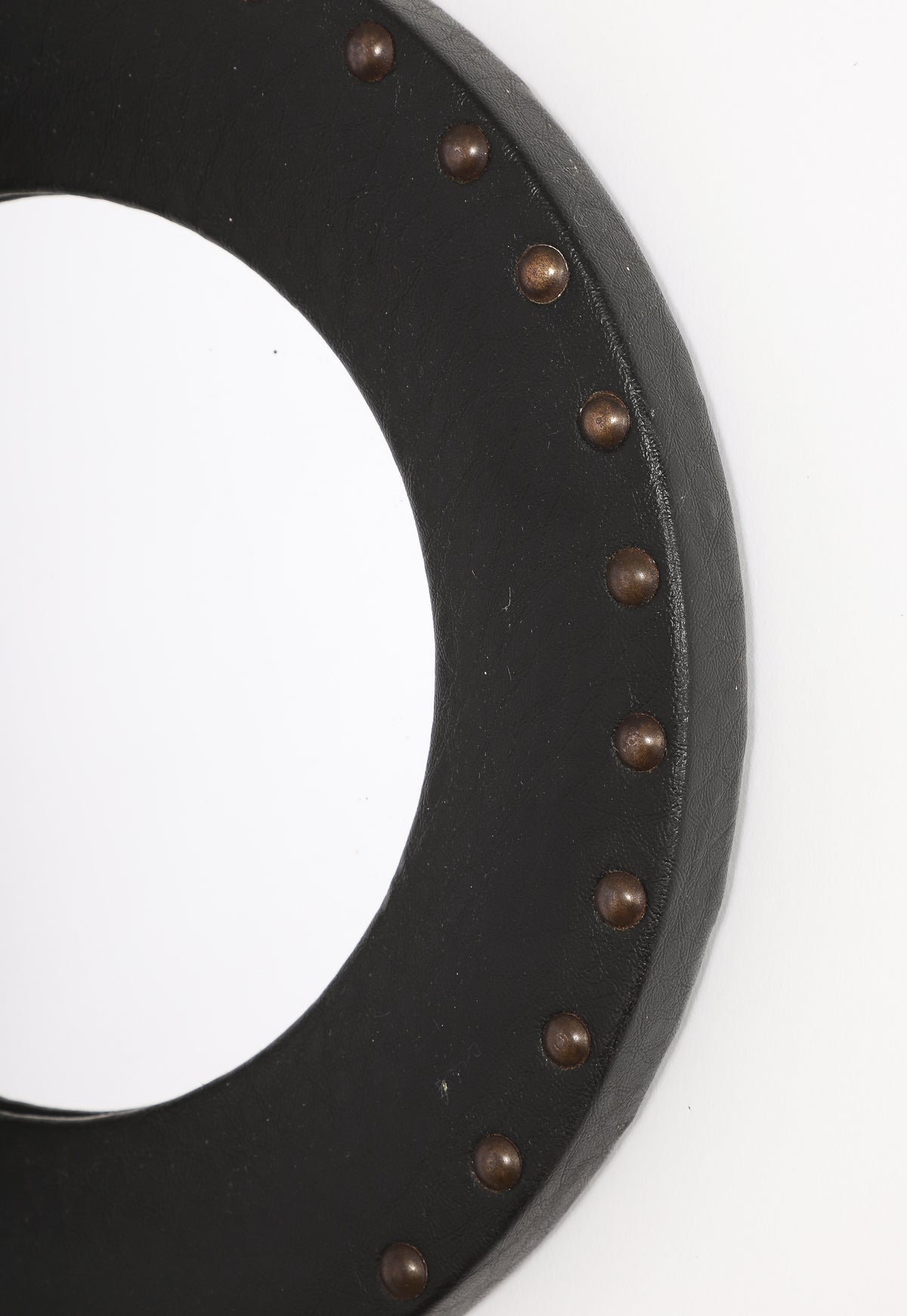 "Sorcière" Mirror in Black Studded Leatherette - France 1960's
