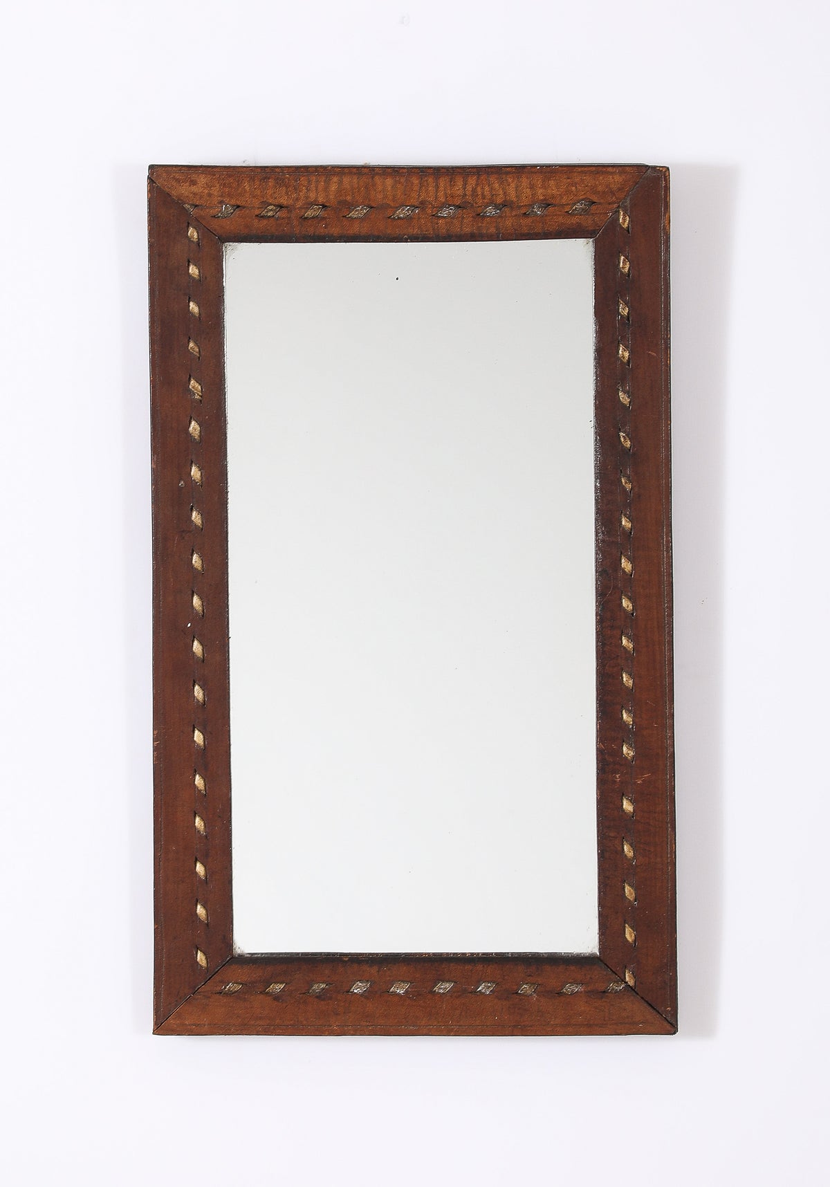 Jean Roc Créations Petite Leather Wall Mirror - France 1980's