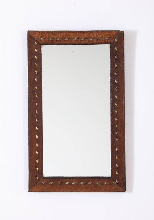 Jean Roc Créations Petite Leather Wall Mirror - France 1980's