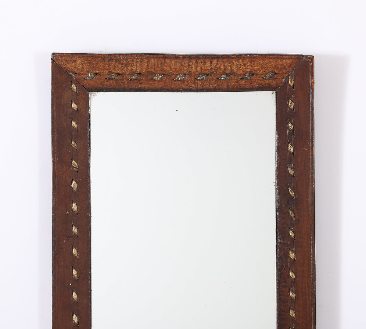 Jean Roc Créations Petite Leather Wall Mirror - France 1980's
