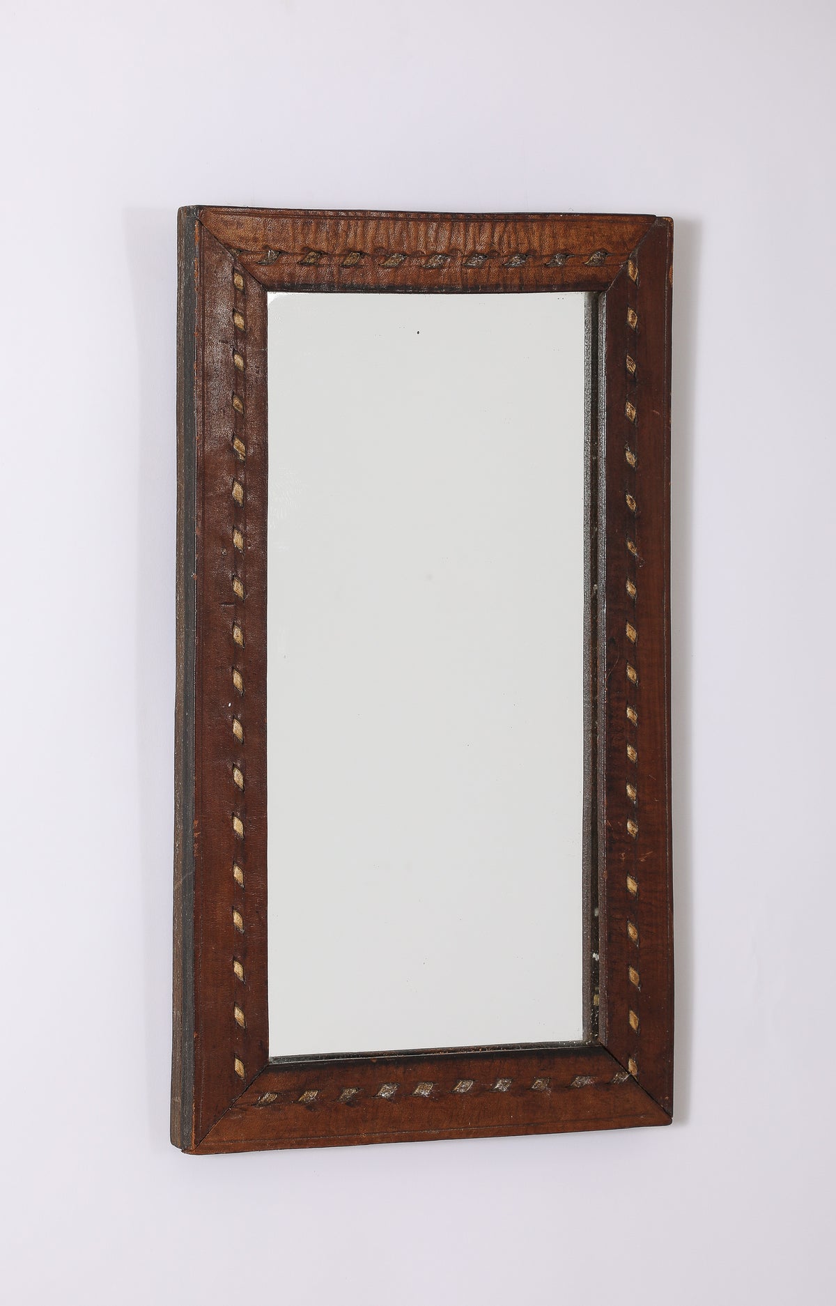 Jean Roc Créations Petite Leather Wall Mirror - France 1980's
