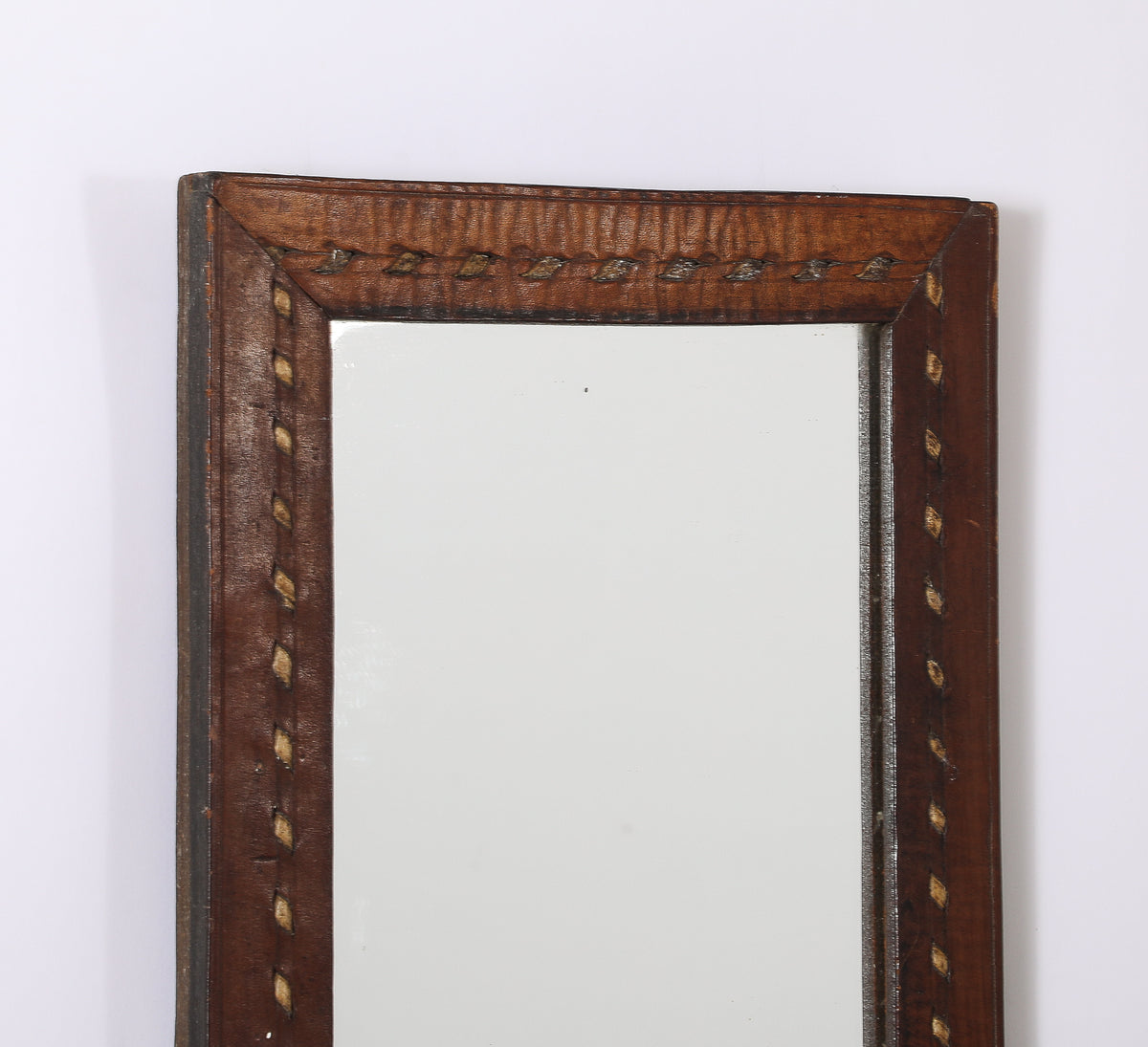 Jean Roc Créations Petite Leather Wall Mirror - France 1980's