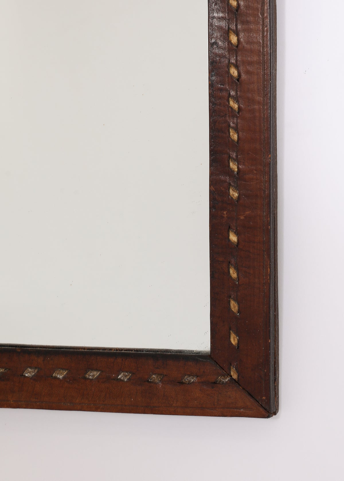 Jean Roc Créations Petite Leather Wall Mirror - France 1980's