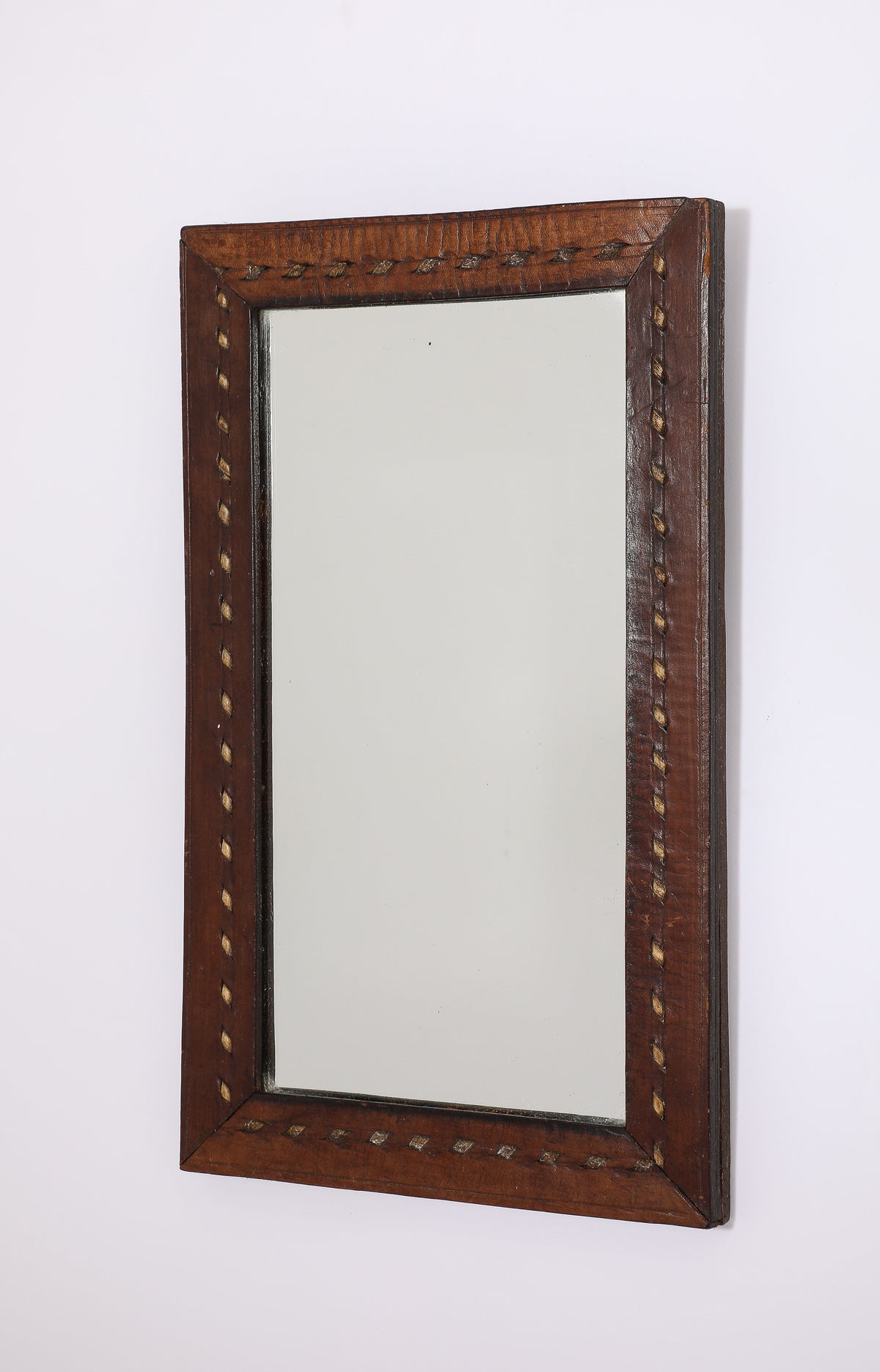 Jean Roc Créations Petite Leather Wall Mirror - France 1980's