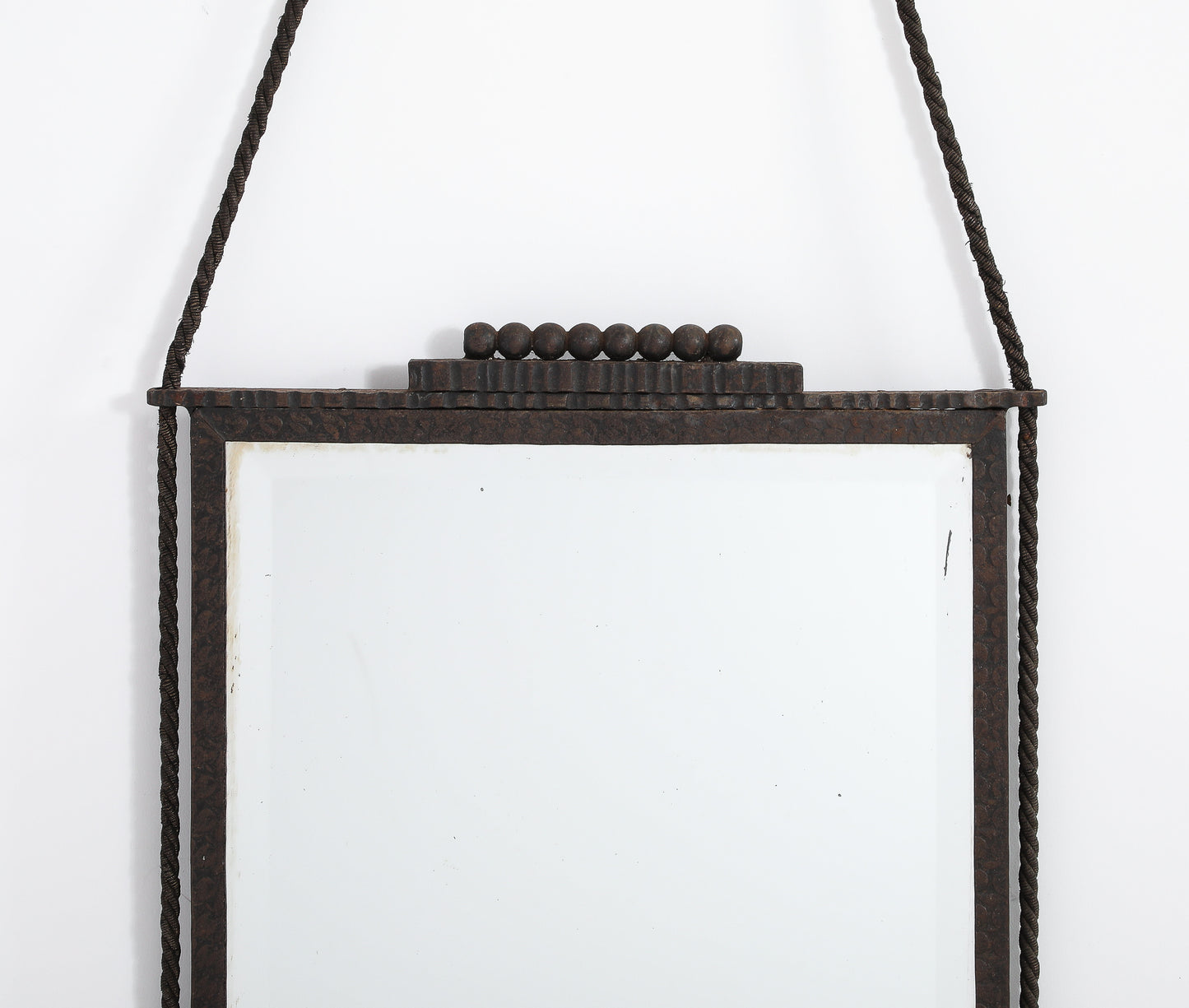 Unique E. Brandt Style Wrought Iron Art Deco Mirror w. Planter - France 1930's