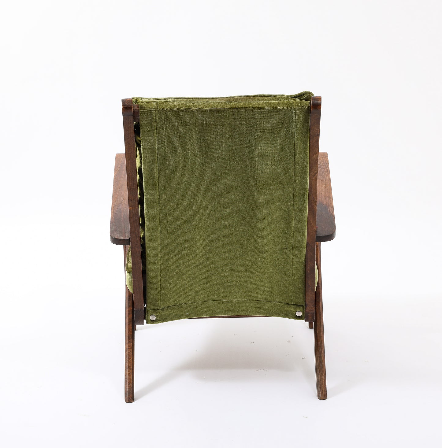 Walnut Armchair w. Velvet Upholstery in style of André Arbus - France 1950's