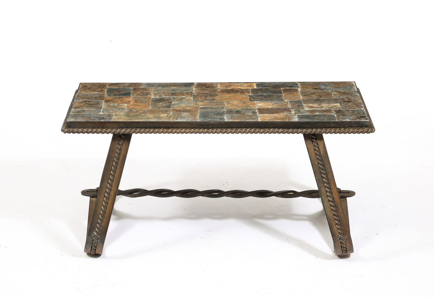 Ferronnerie & Slate Slate Mosaic Coffee Table - France 1970's