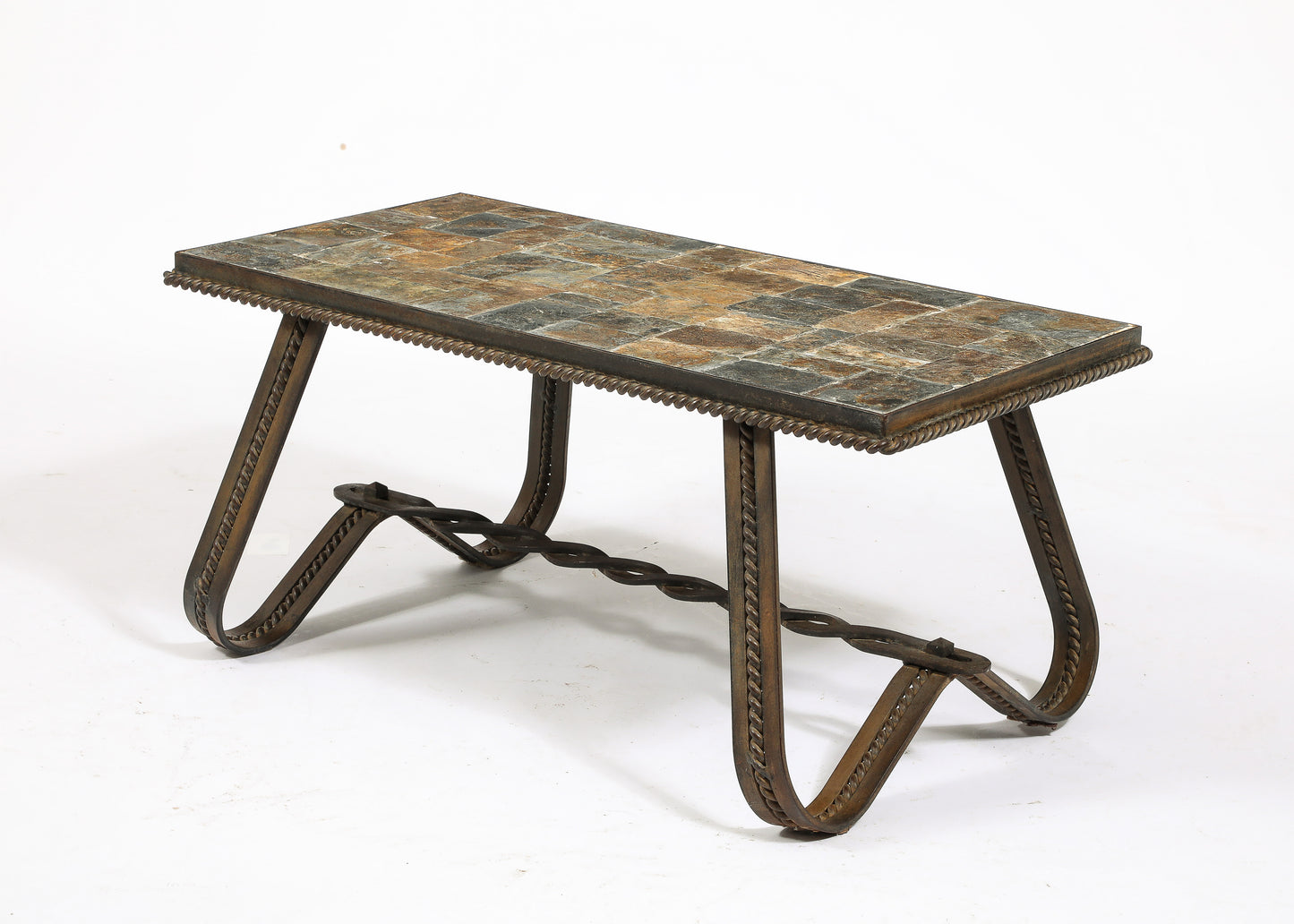 Ferronnerie & Slate Slate Mosaic Coffee Table - France 1970's