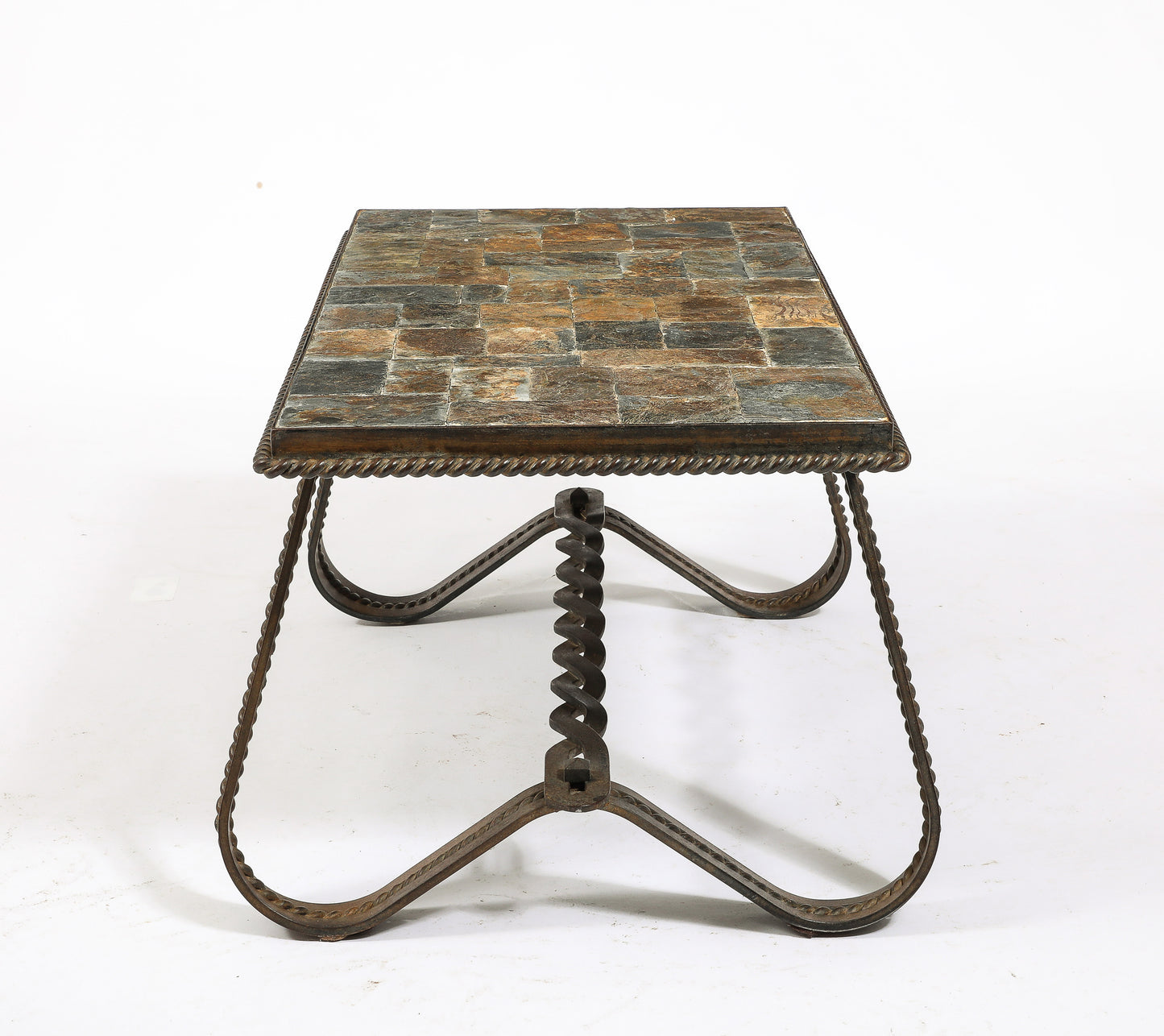 Ferronnerie & Slate Slate Mosaic Coffee Table - France 1970's