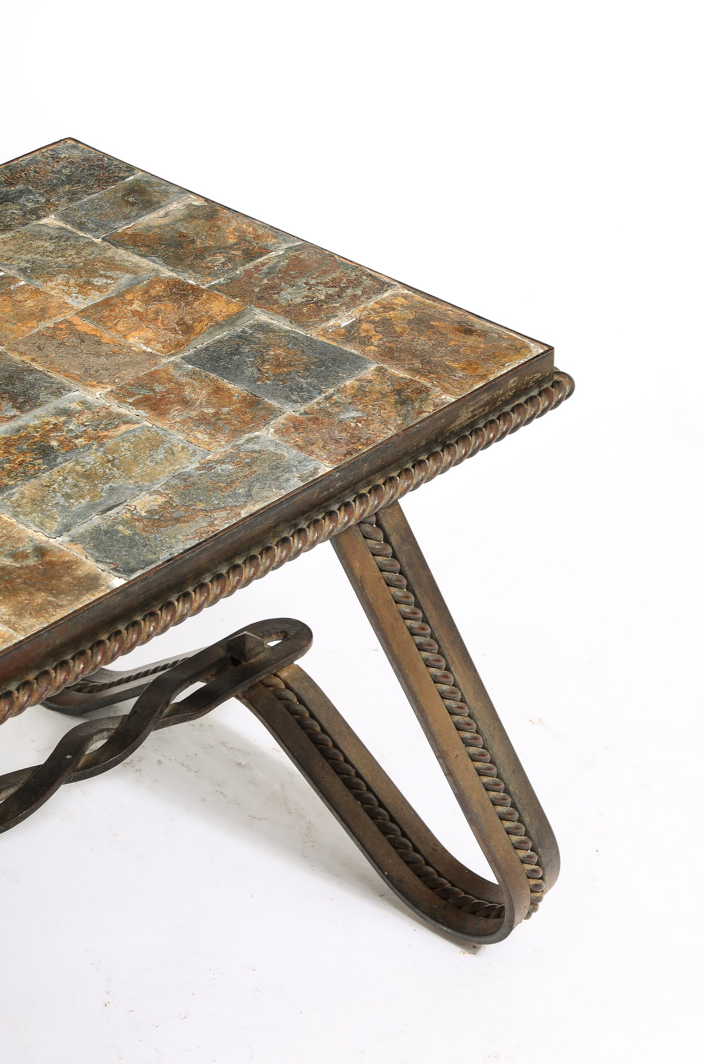 Ferronnerie & Slate Slate Mosaic Coffee Table - France 1970's