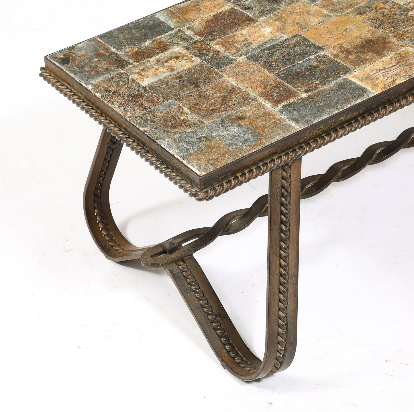 Ferronnerie & Slate Slate Mosaic Coffee Table - France 1970's