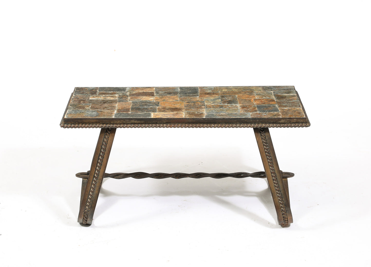 Ferronnerie & Slate Slate Mosaic Coffee Table - France 1970's