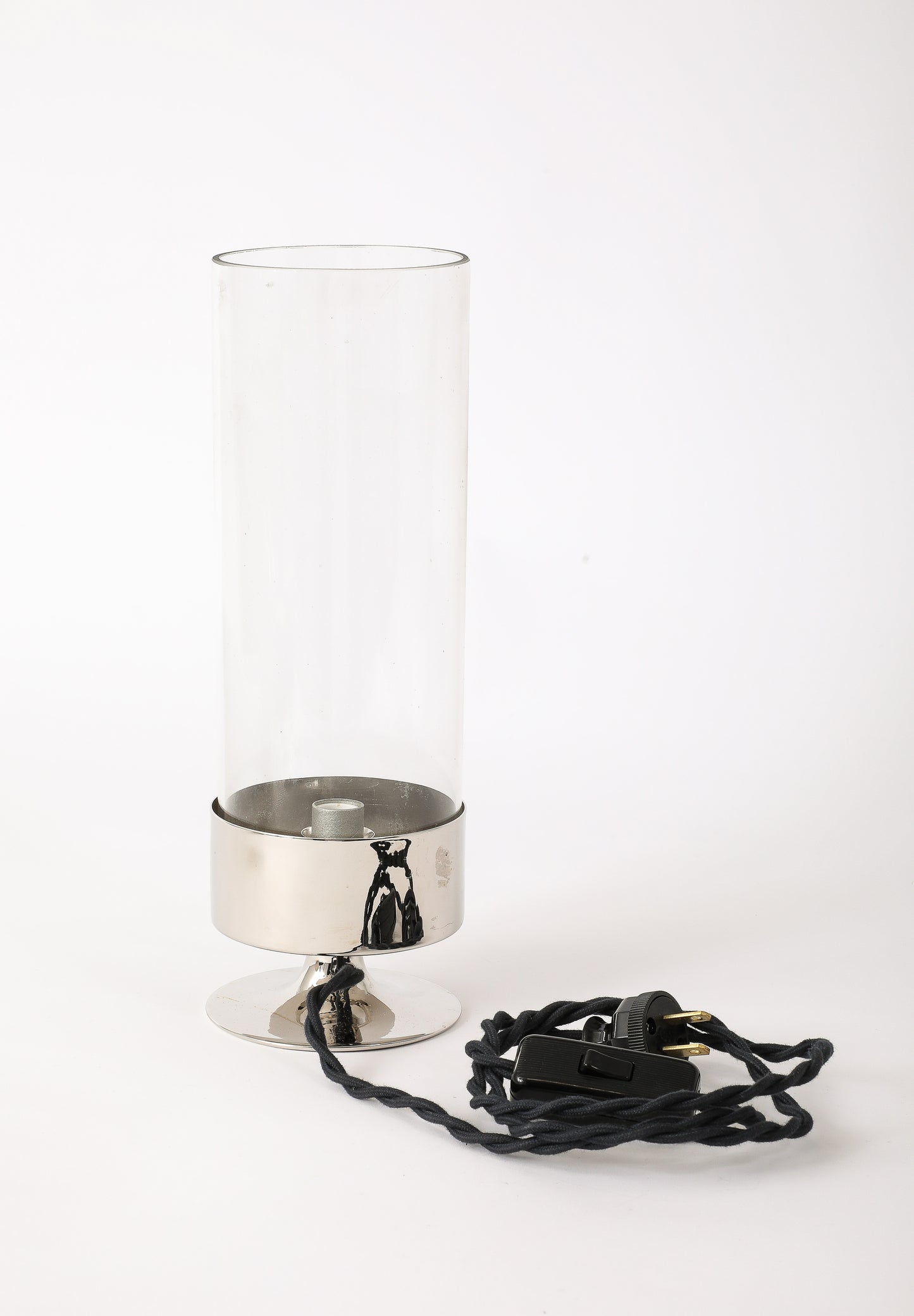 Chrome & Glass "Photophore" Table Lamp by Philippe Barbier - France 1970's