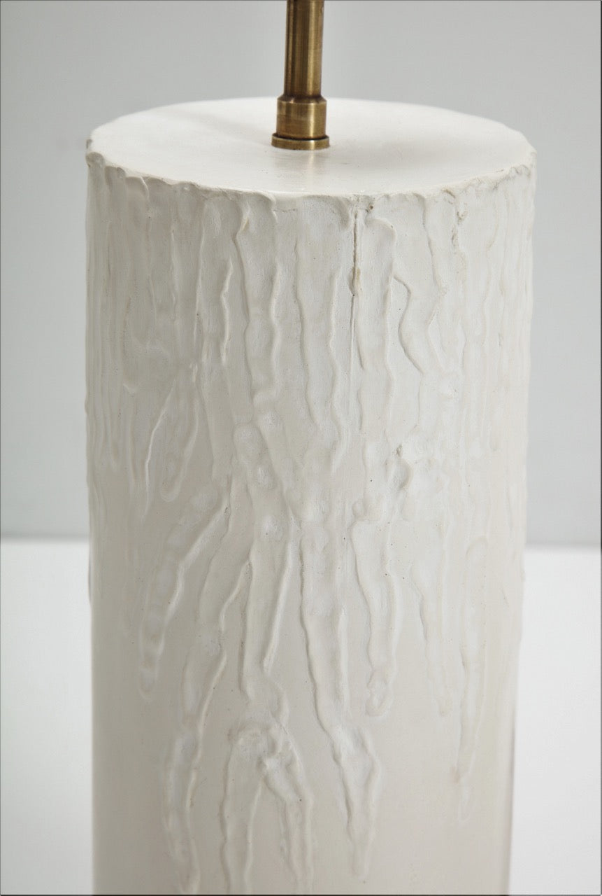 Pair of "Bougies" Cylindrical Hand-Plastered Table Lamps by Facto Atelier Paris