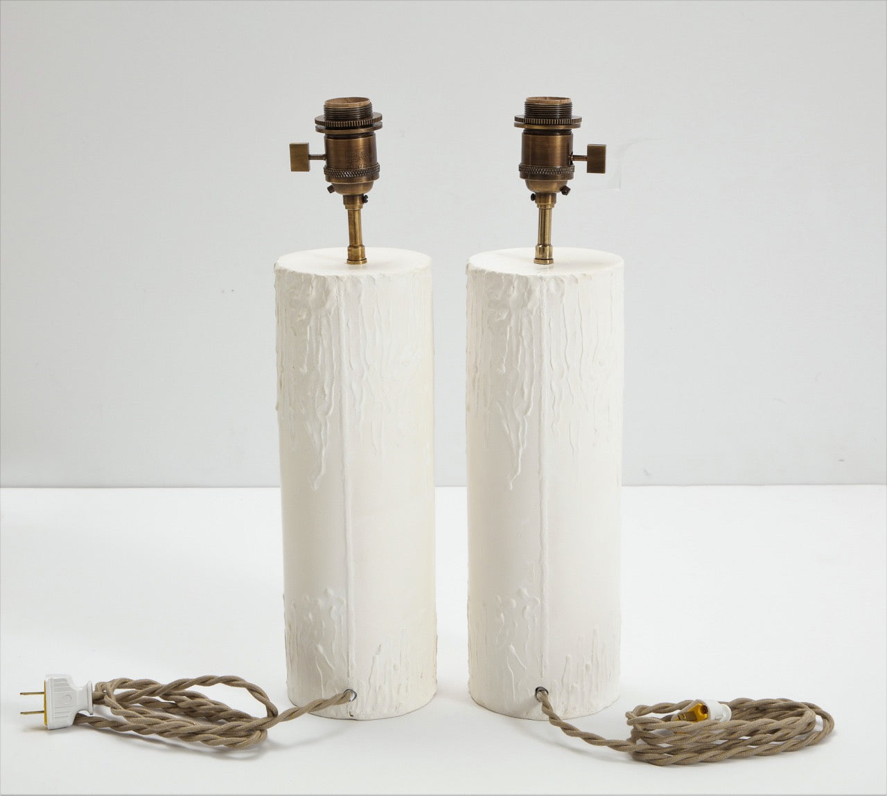 Pair of "Bougies" Cylindrical Hand-Plastered Table Lamps by Facto Atelier Paris