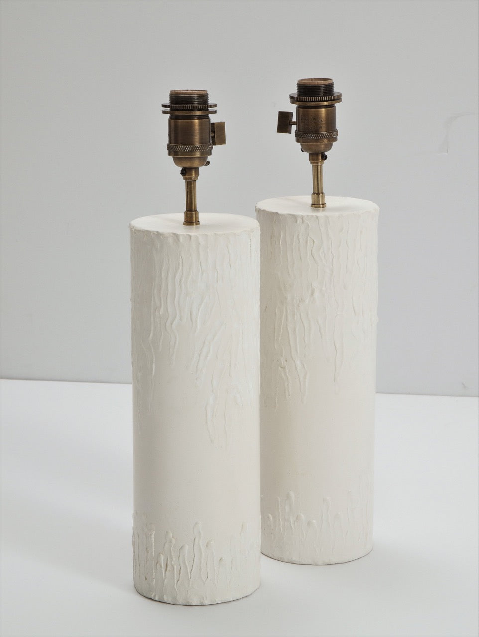 Pair of "Bougies" Cylindrical Hand-Plastered Table Lamps by Facto Atelier Paris