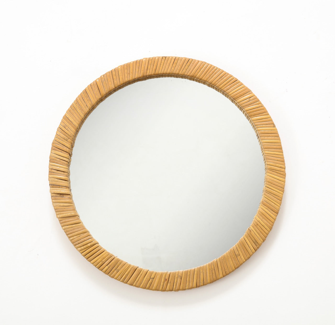 Petite Round Rattan Mirror - Italy 1960's