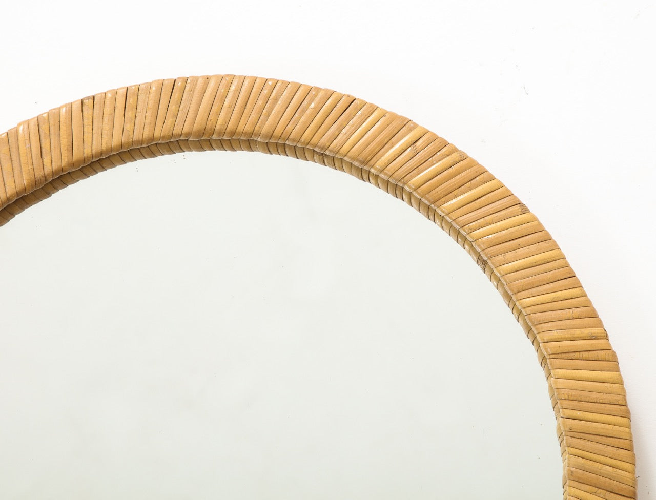 Petite Round Rattan Mirror - Italy 1960's