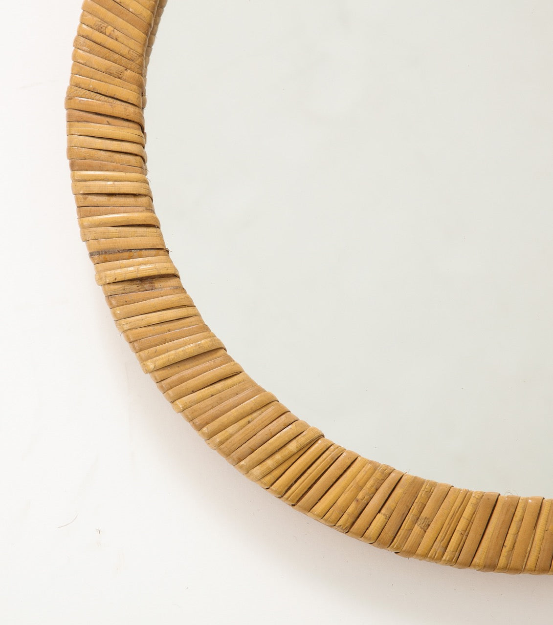 Petite Round Rattan Mirror - Italy 1960's