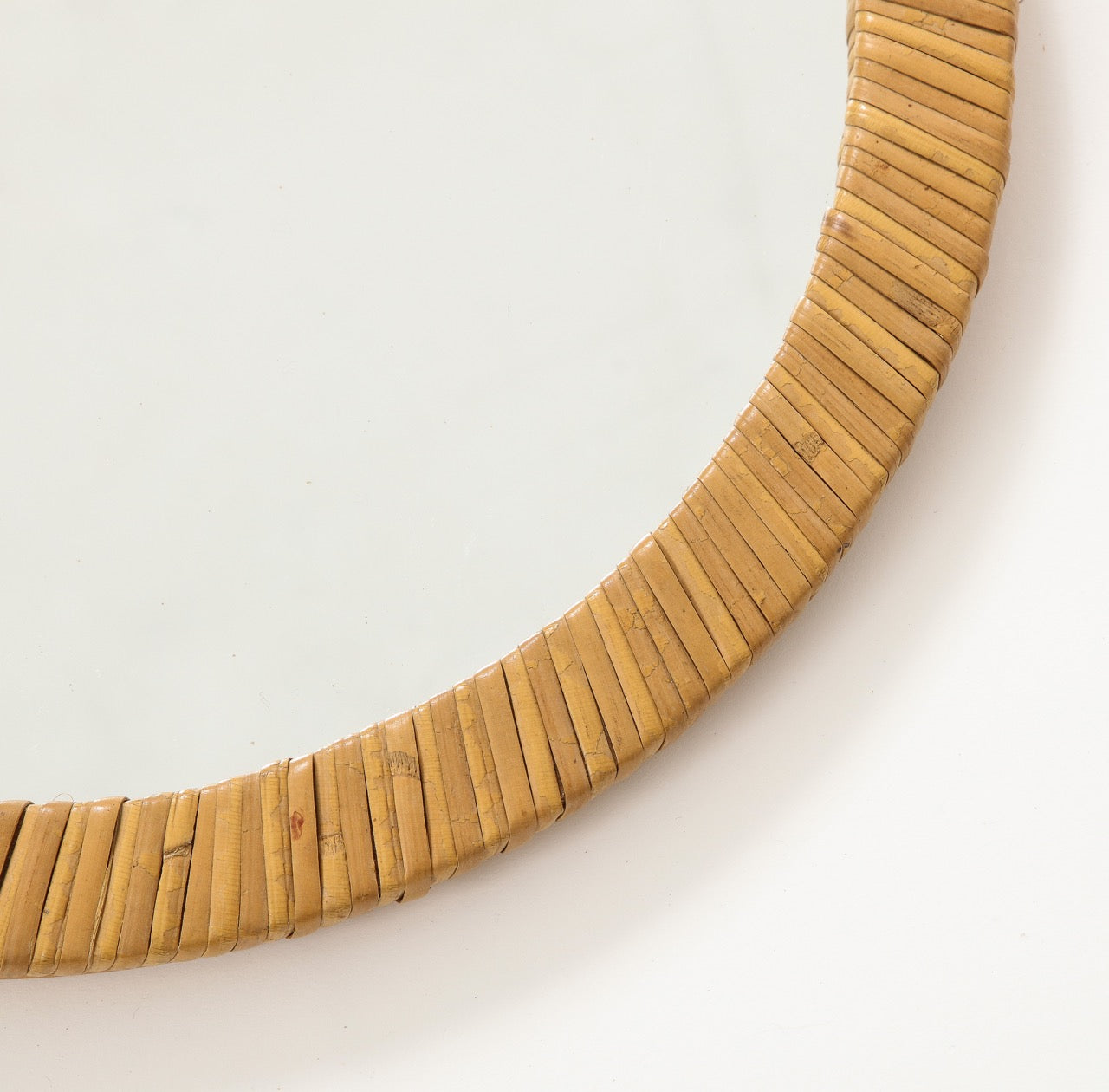 Petite Round Rattan Mirror - Italy 1960's