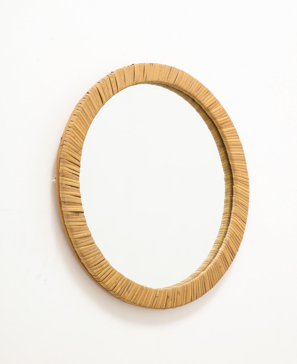 Petite Round Rattan Mirror - Italy 1960's