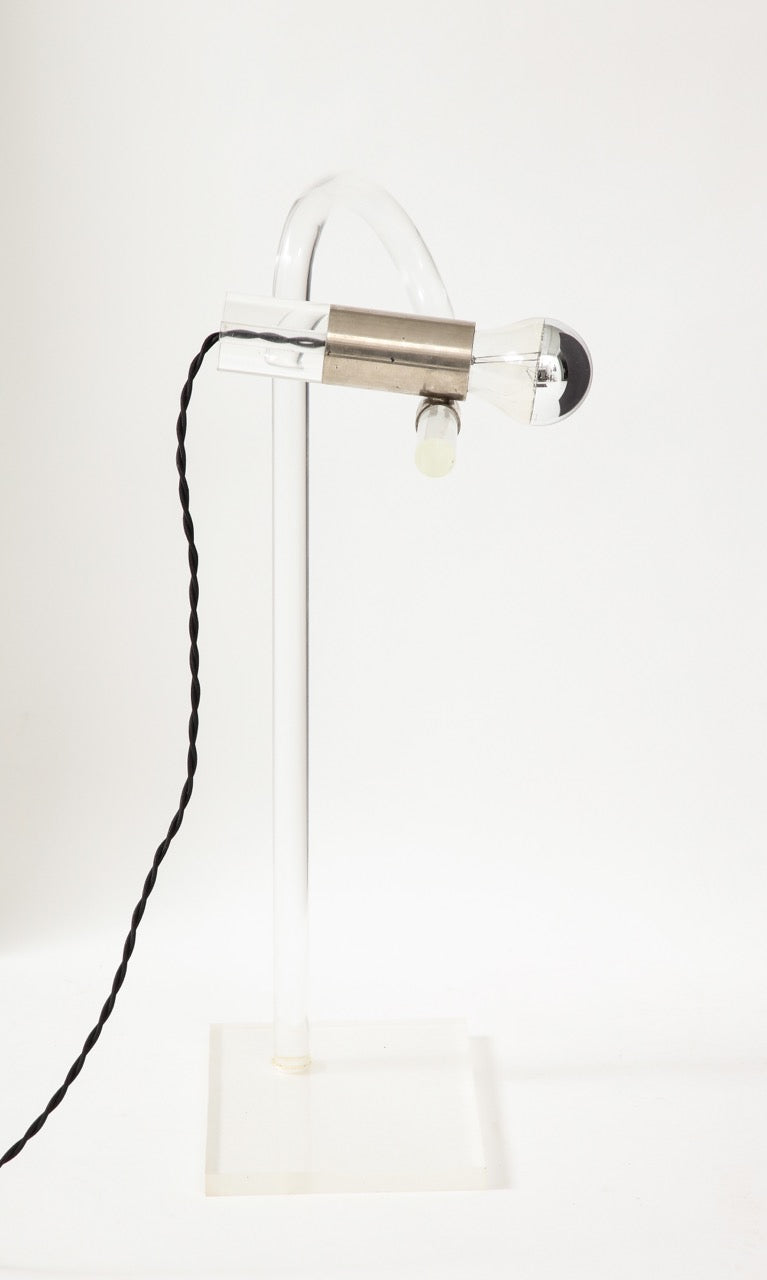 Lucite and Chrome Table Lamp by Disderot, France 1970s