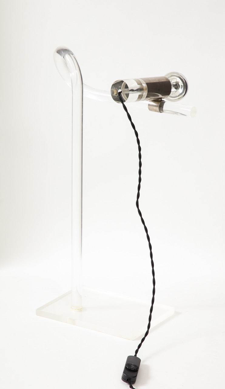 Lucite and Chrome Table Lamp by Disderot, France 1970s