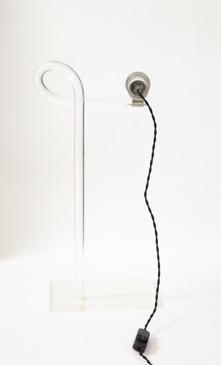 Lucite and Chrome Table Lamp by Disderot, France 1970s