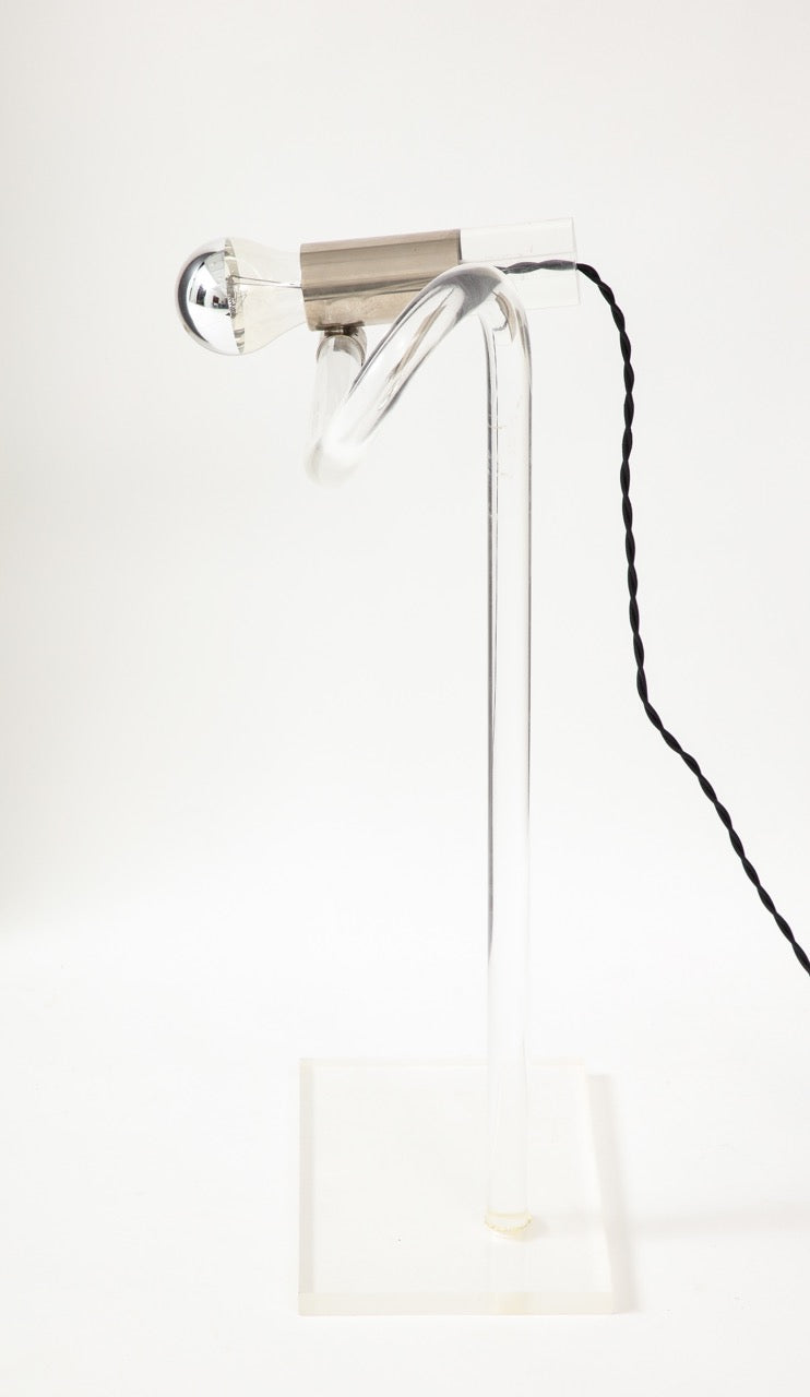 Lucite and Chrome Table Lamp by Disderot, France 1970s