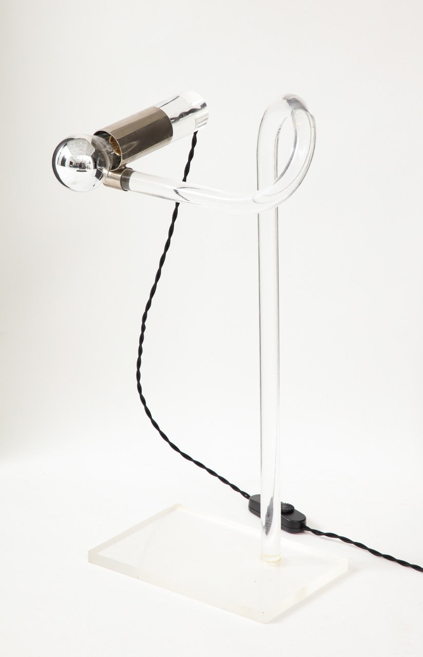 Lucite and Chrome Table Lamp by Disderot, France 1970s