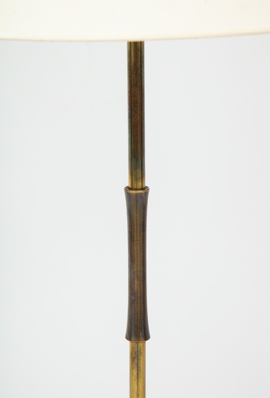 Outstanding Bronze and Wrought Iron Floor Lamp, 1950s