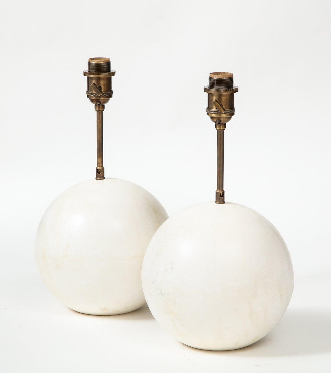 Pair of Handmade Plaster Table Lamps with Globe Bases by Facto Atelier Paris