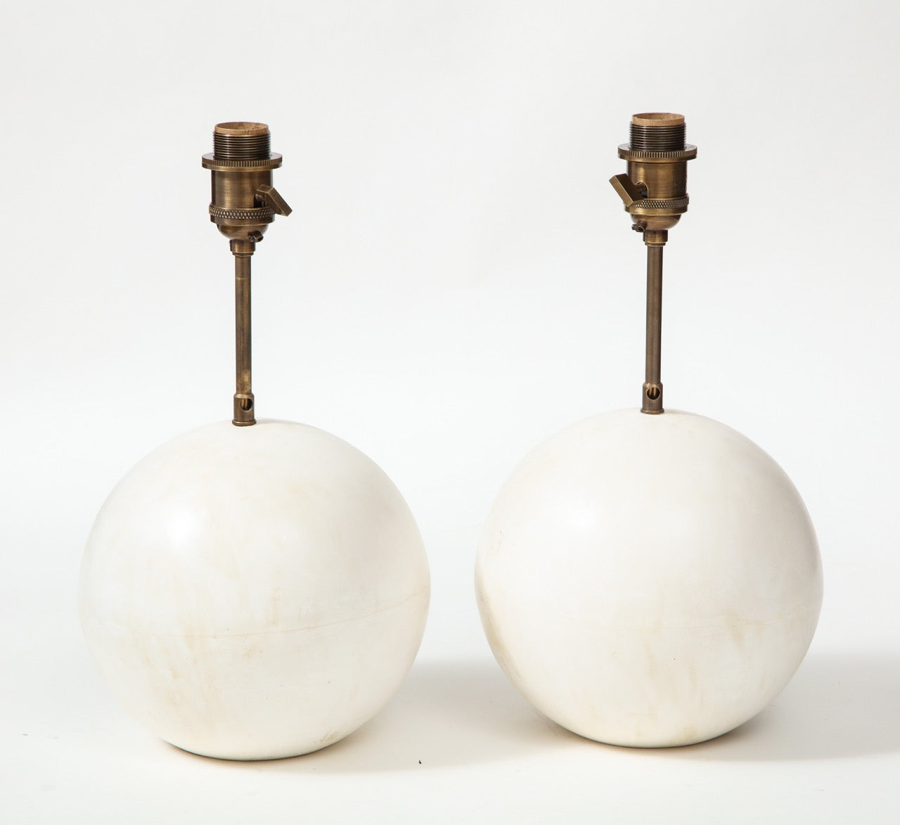 Pair of Handmade Plaster Table Lamps with Globe Bases by Facto Atelier Paris