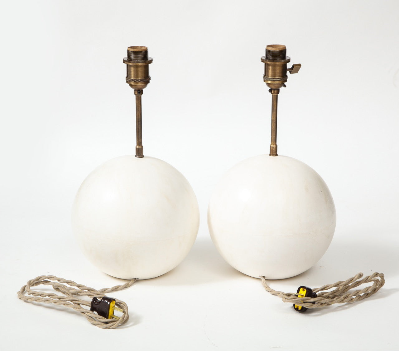 Pair of Handmade Plaster Table Lamps with Globe Bases by Facto Atelier Paris