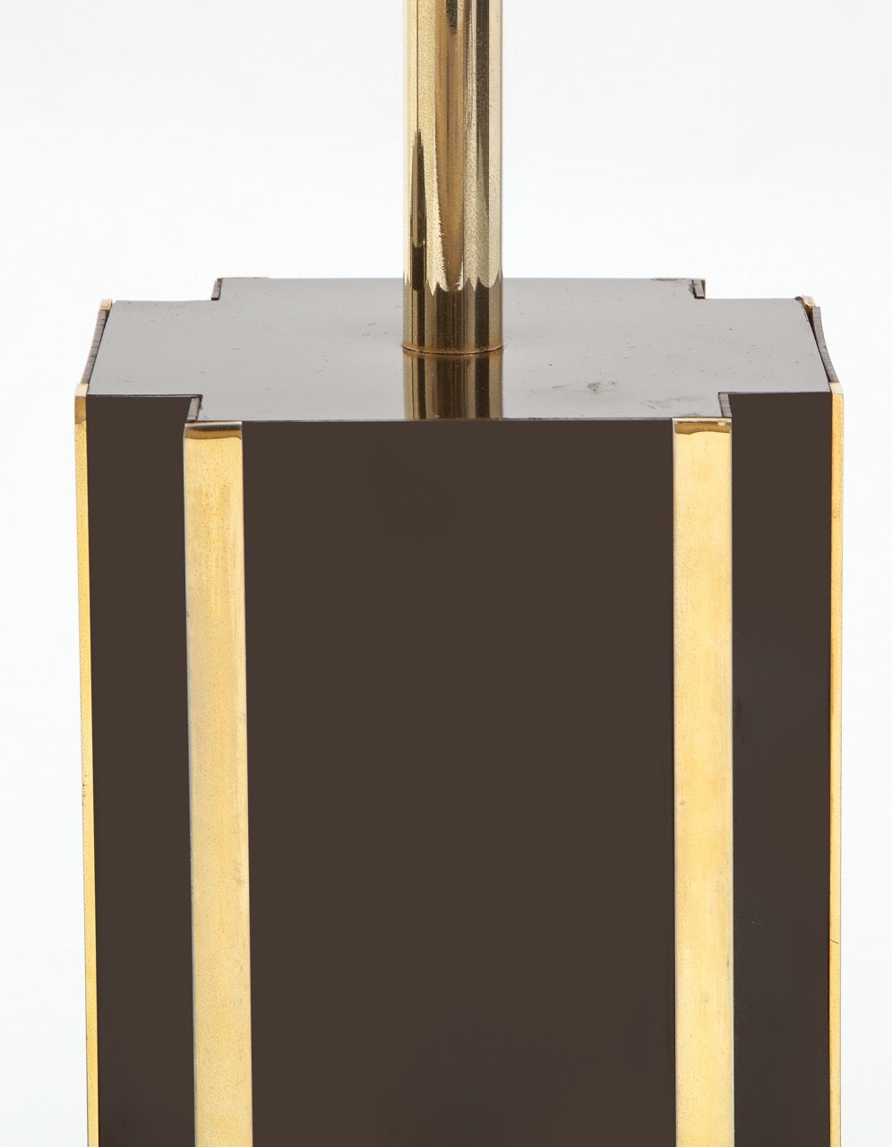 1970s Deep Brown Laminate Table Lamps, France